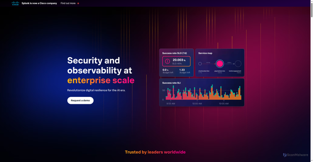 Security scan screenshot of https://splunk.com
