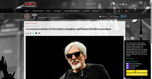 Security scan screenshot of https://kslx.com/5-arrested-in-deaths-of-chris-steins-daughter-and-robert-de-niros-grandson/