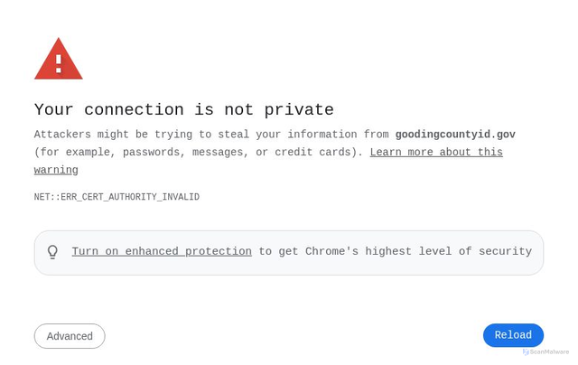 Security scan screenshot of http://goodingcountyid.gov/