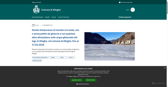 Security scan screenshot of https://www.comune.alleghe.bl.it/it