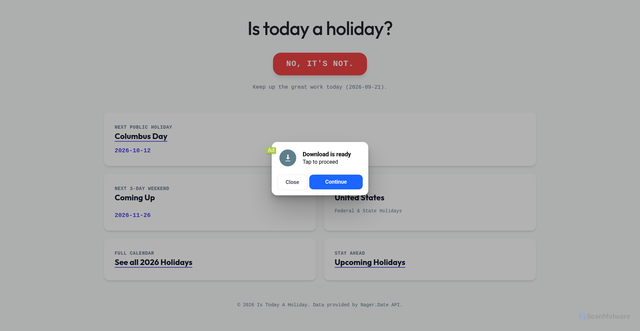 Security scan screenshot of https://www.istodayaholidayin.us/