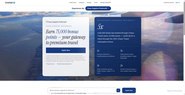 Security scan screenshot of https://www.chase-sapphire-ace-demo.vercel.app/