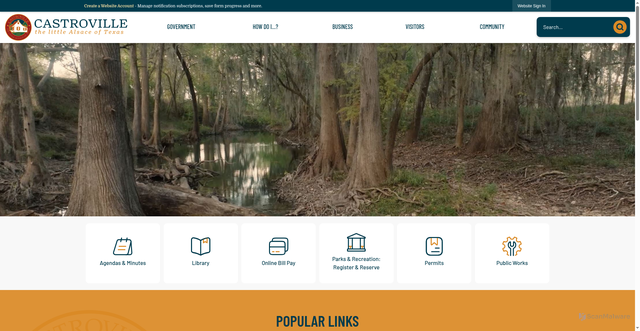Security scan screenshot of https://castrovilletx.gov/