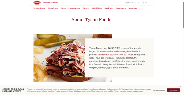 Security scan screenshot of https://ir.tyson.com/about-tyson/default.aspx