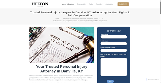 Security scan screenshot of https://theheltonlawoffice.com/cases-we-handle/personal-injury-lawyers/