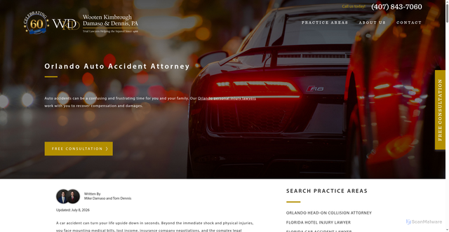 Security scan screenshot of https://whkpa.com/orlando/car-accident-lawyer/