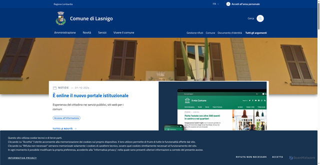 Security scan screenshot of https://www.comune.lasnigo.co.it/