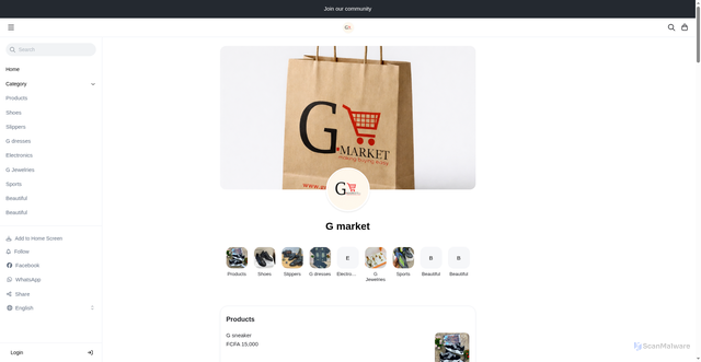 Security scan screenshot of https://gmarketshop.com/