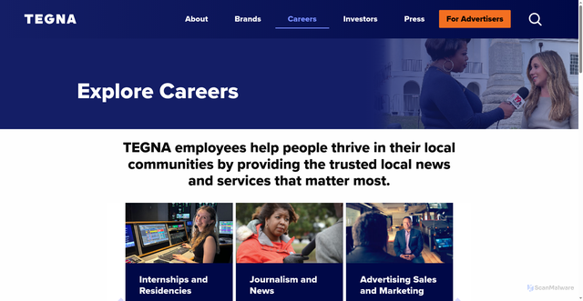 Security scan screenshot of https://www.tegna.com/explore-careers/