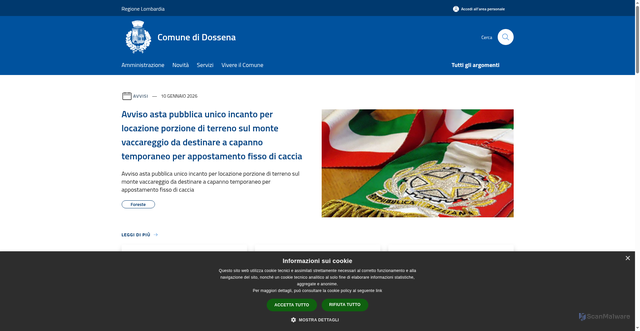 Security scan screenshot of https://www.comune.dossena.bg.it/it