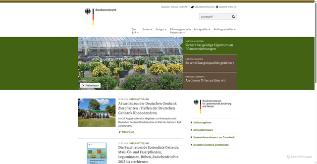 Security scan screenshot of https://www.bundessortenamt.de/