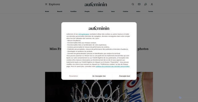 Security scan screenshot of https://www.aufeminin.com/people/news-people/miss-france-3/miss-france-2026-voici-les-30-candidates-a-lelection-en-photos-2666347.html