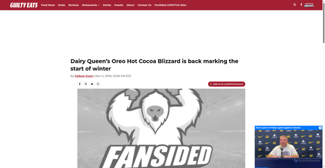 Security scan screenshot of https://guiltyeats.com/2018/11/04/dairy-queen-oreo-hot-cocoa-blizzard/