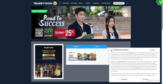Security scan screenshot of https://transvision.co.id