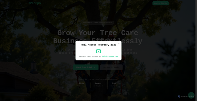 Security scan screenshot of https://treeopscrm.com/