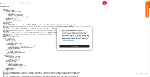 Security scan screenshot of https://www.evomag.ro