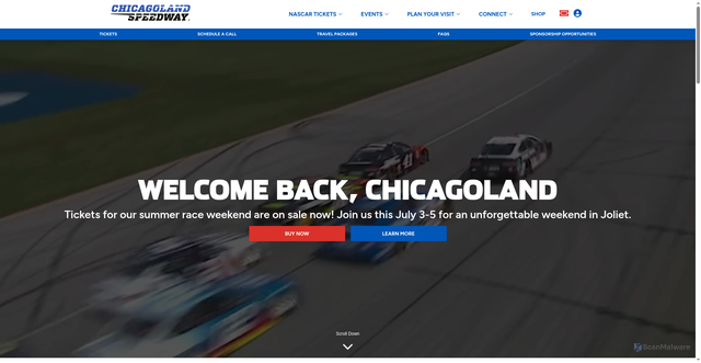 Security scan screenshot of https://www.chicagolandspeedway.com/