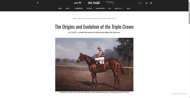 Security scan screenshot of https://oldsmokeclothing.com/dark-tuesday-blog/the-origins-and-evolution-of-the-triple-crown/