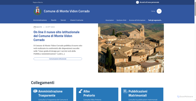 Security scan screenshot of https://www.comune.montevidoncorrado.fm.it