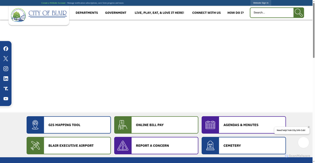 Security scan screenshot of https://blairne.gov/