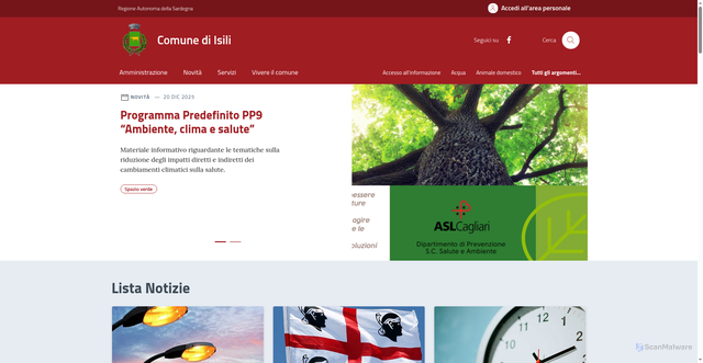 Security scan screenshot of https://comune.isili.ca.it/