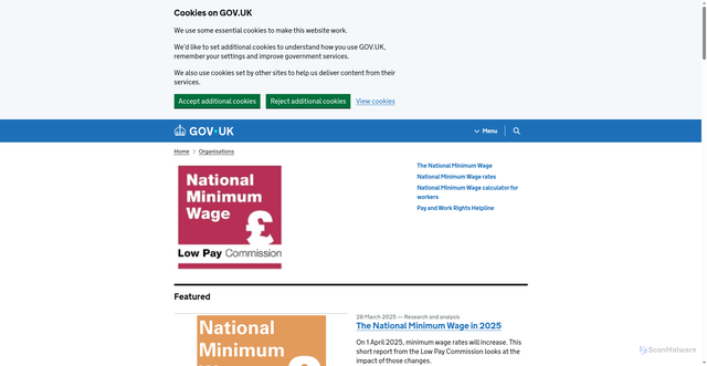 Security scan screenshot of https://www.gov.uk/government/organisations/low-pay-commission