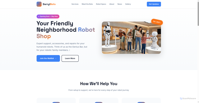 Security scan screenshot of https://darrylbots.com/