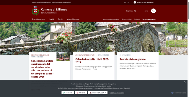 Security scan screenshot of https://www.comune.lillianes.ao.it