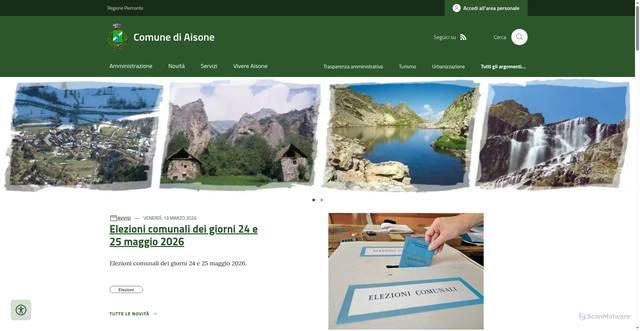 Security scan screenshot of https://www.comune.aisone.cn.it