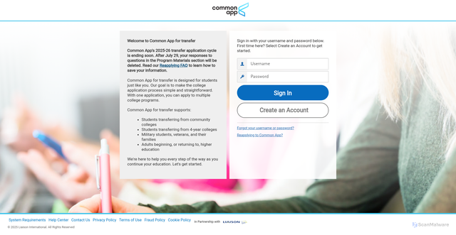Security scan screenshot of https://apply.transfer.commonapp.org