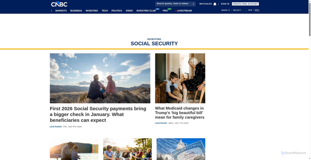 Security scan screenshot of https://www.cnbc.com/social-security/