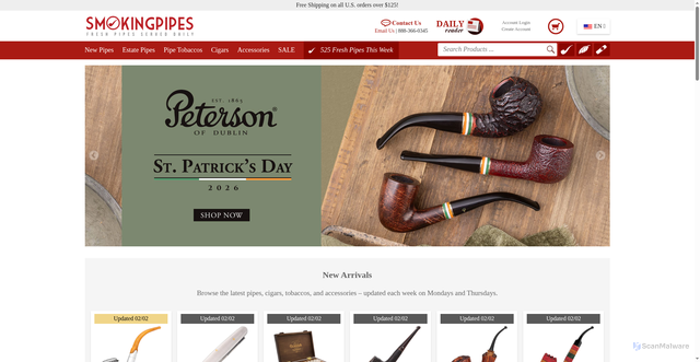 Security scan screenshot of https://smokingpipes.com