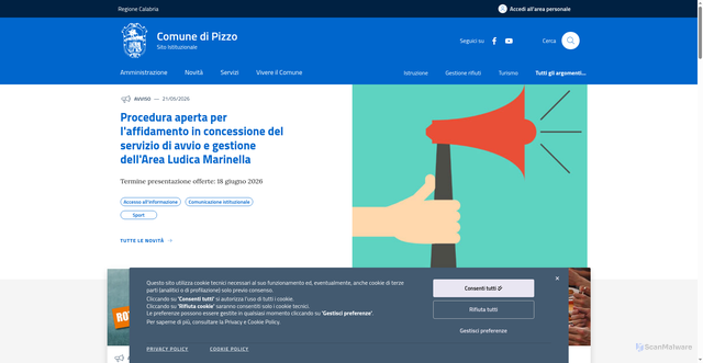 Security scan screenshot of https://www.comune.pizzo.vv.it