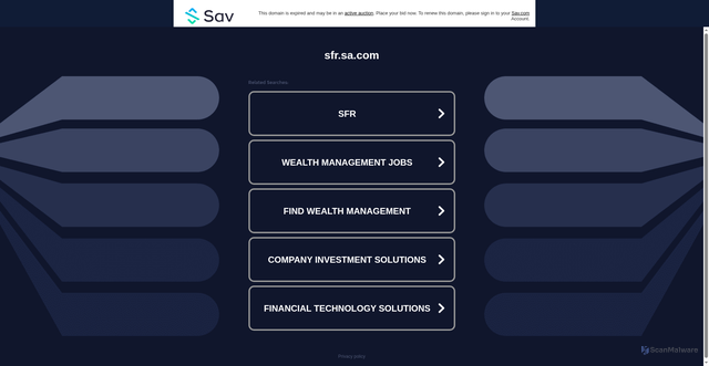 Security scan screenshot of http://sfr.sa.com/