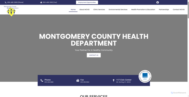 Security scan screenshot of https://montgomerycountyhealthky.gov/