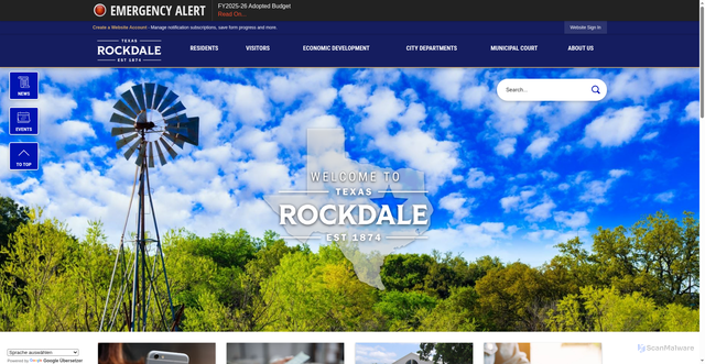Security scan screenshot of https://rockdaletx.gov/
