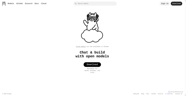 Security scan screenshot of https://ollama.com/
