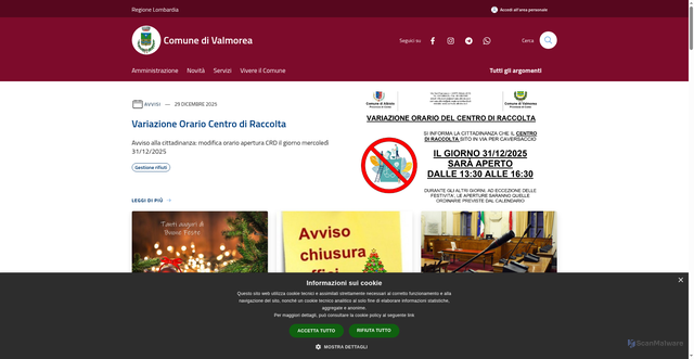Security scan screenshot of https://www.comune.valmorea.co.it/it