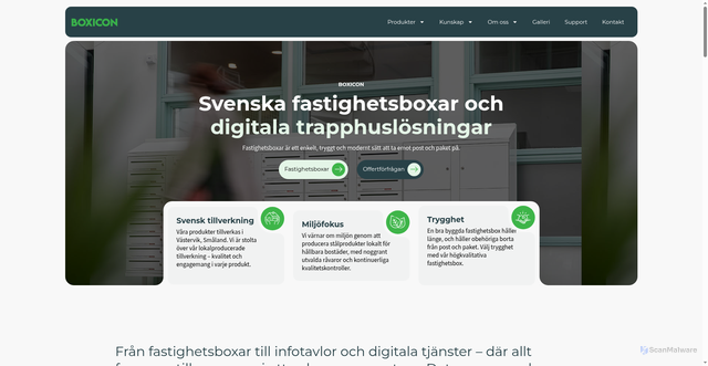 Security scan screenshot of https://boxicon.se