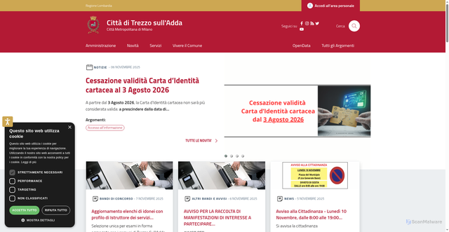 Security scan screenshot of https://www.comune.trezzosulladda.mi.it/