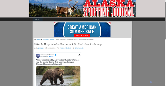 Security scan screenshot of https://aksportingjournal.com/hiker-in-hospital-after-bear-attack-on-trail-near-anchorage/
