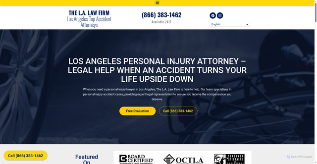 Security scan screenshot of https://thelalawfirm.com/en/injuries/personal-injury-attorney/