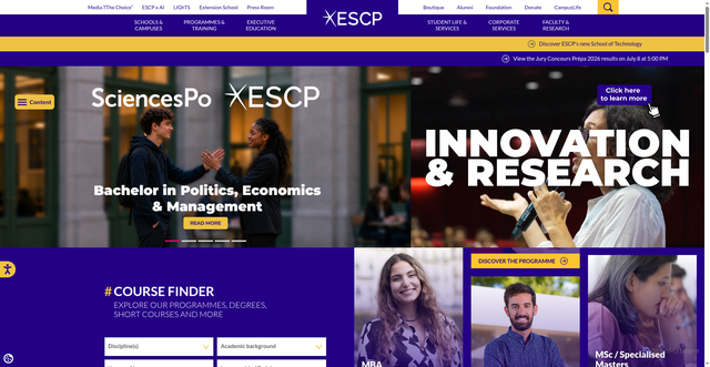 Security scan screenshot of https://escp.eu:443/