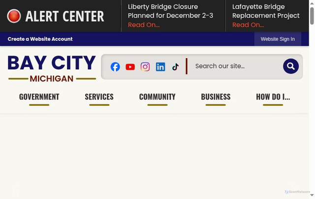 Security scan screenshot of https://www.baycitymi.gov/