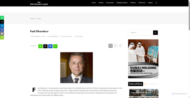 Security scan screenshot of https://dubai-businesscapital.com/faces/fadi-ghandour/