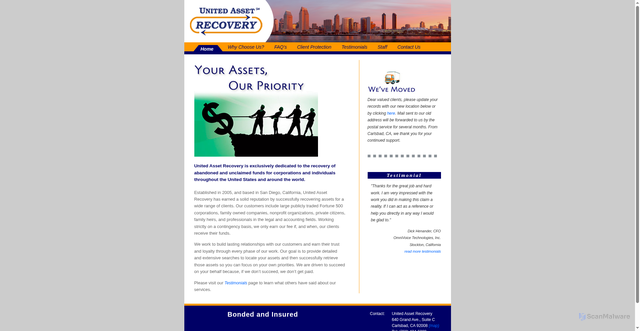 Security scan screenshot of https://unitedassetrecovery.com