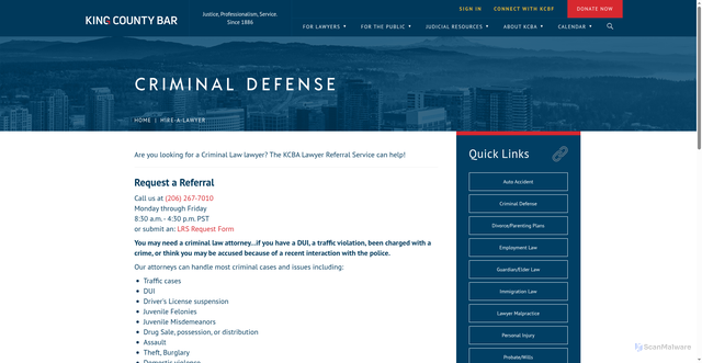 Security scan screenshot of https://www.kcba.org/?pg=Criminal-Defense