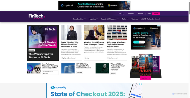 Security scan screenshot of https://fintechmagazine.com