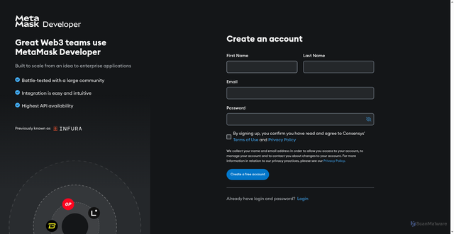 Security scan screenshot of http://metamask-dev-dashboard-feat-remove-prora-consensys-ddffed67.vercel.app/register/