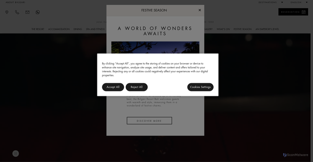 Security scan screenshot of https://www.bulgarihotels.com/en_US/bali